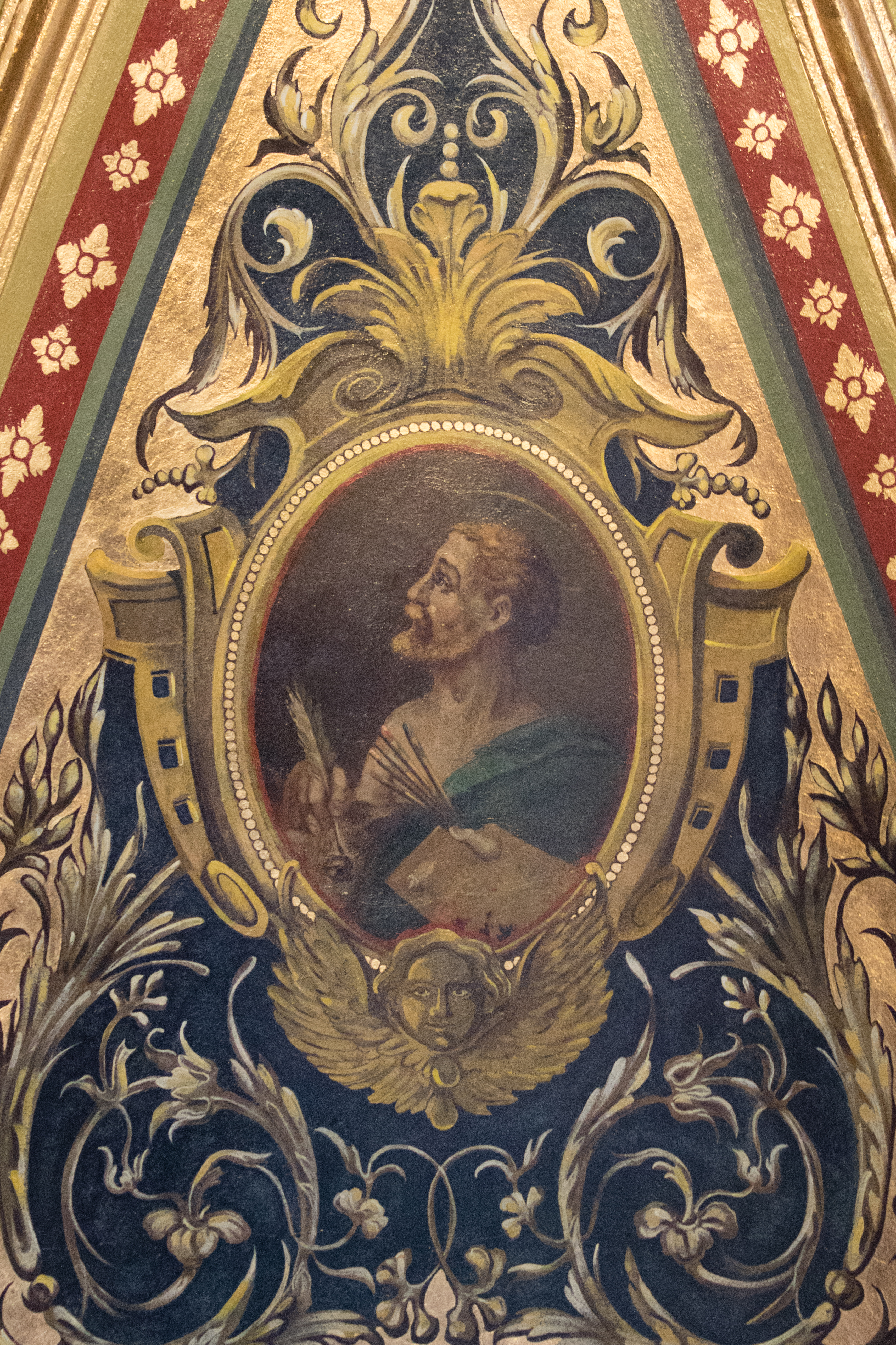 Medalion św. Łukasza na sklepieniu kaplicy Matki Bożej