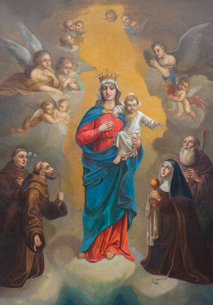 Obraz Matki Bożej Różańcowej w ołtarzu głównym